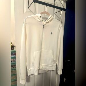 POLO RALPH LAUREN - COTTON SWEATERSHIRT WITH HOOD - WHITE Wonens Medium NEW